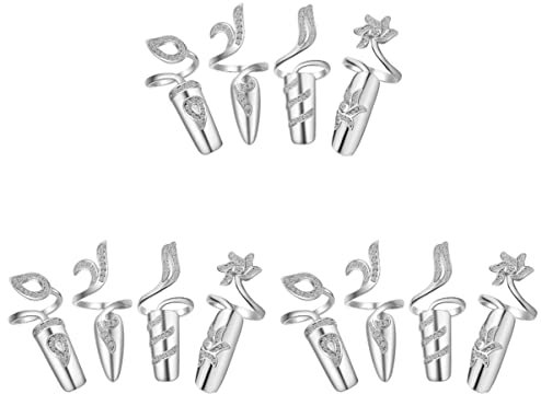 Beaupretty 12 Stk Nagel Ring Halloween Nagel Ring Strass Fingernagel Ringe Krallen Nägel Ring Nagelspitzen Dekoration für Frauen Damen