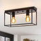 Homefire Deckenleuchte E27 Deckenlampe Retro - Schwarz industrial Flurlampe für Schlafzimmer Wohnzimmer Vintage Lampe aus Metall mit 2 Flammig Deckenbeleuchtung für Küche max. 25W - Ohne Leuchtmittel