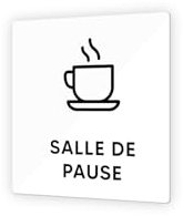 DECOHO - Plaque de porte Salle de Pause personnalisée - Signalétique PMMA noir élégant - Format 9x9 cm - Fixation adhésive ou visserie pratique