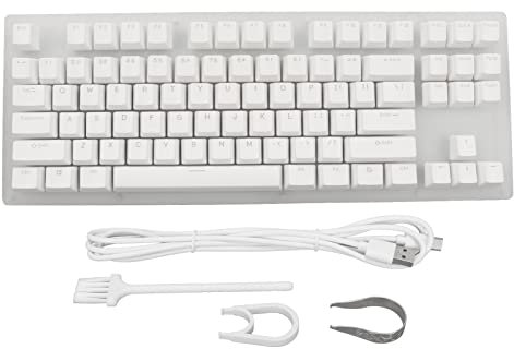 87 Tasten Tastatur, 87 Tasten RGB beleuchtete Glasscheibe, Mechanische Gaming Tastatur, Typ C, Kabelgebundener USB3.1 Computer mit Durchscheinender Basis, USB Gaming Tastatur für PC (Blauer Schalter)