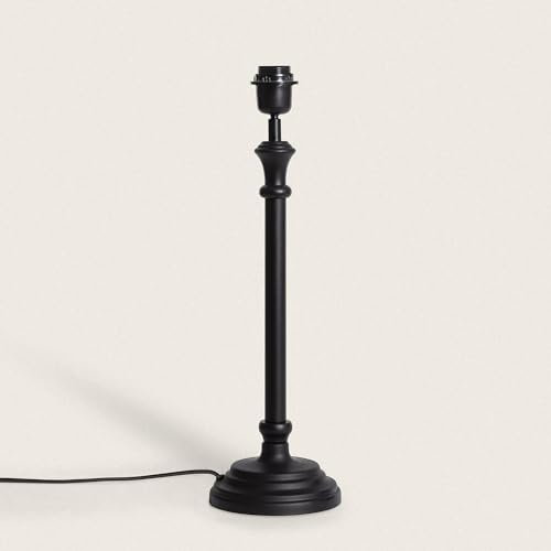 LEDKIA LIGHTING - Pied de Lampe à Poser Métal Nisha ILUZZIA | Culot E27 | Conception Artisanale | Durabilité Environnementale, Noir, Métal