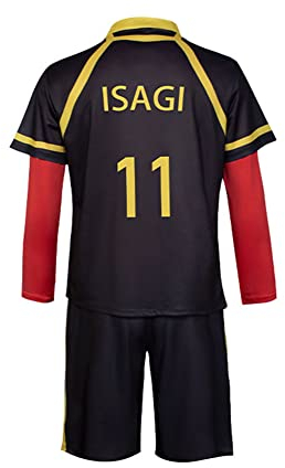 Jilijia Anime Blue Lock Cosplay Kostüm Schwarz und Rot Sportbekleidung Trikots Isagi Yoichi Fußball Training Uniform Komplettes Set, Typ 3, XL