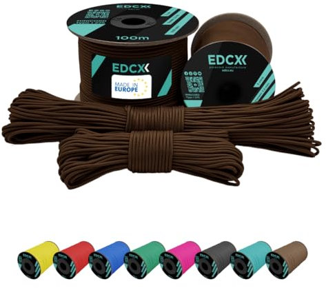 EdcX 2 mm Nylon Paracord 275 (50 e 100 m) – 100% Corda in Nylon, Cavo a 3 Fili, Cavo in Nylon 2 mm in Molti Colori (Chocolate, 100 m)