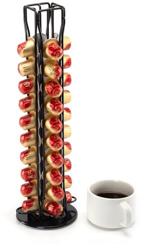 SYSYLY Porte Capsules pour 40 Dosettes,Rangement Capsule Rotatif Compatible avec Nespreso,Distributeur Capsules Café,Noir.