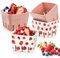 Pumtus 4 Pack Ceramic Strawberry Kitchen Bowl Containers, Square Fruit Bowls, Kawaii Pink & Strawberry Patterned, Rustic Stoneware Berry Colander Bins for Veggie, Berries, Fruits, Farmhouse Home Decor