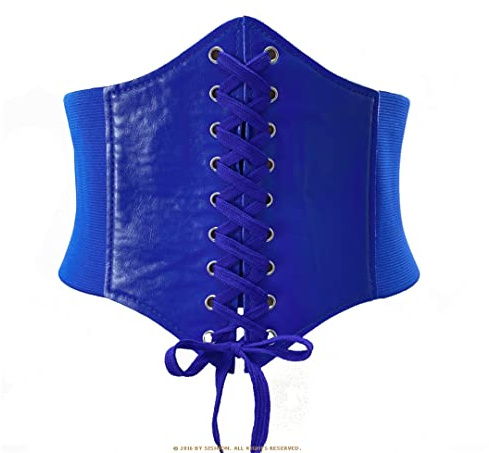 Blau 2023 Retro 50S Frauen Ultra Breit Elastischer Korsett Gürtel PU Leder Hohe Taille Gürtel