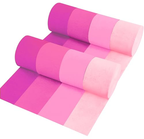 Serpentina de papel crepé rojo rosa