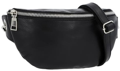 Gusti Bauchtasche Leder- Rosamonde Damen und Herren Gürteltasche Hüfttasche Festivaltasche Handtasche Leder Schwarz