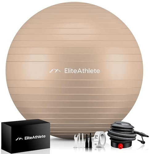 EliteAthlete Ballon Gym avec système Anti-Burst - Fitness Pilates Yoga - Ballon Grossesse avec Pompe à air Incluse