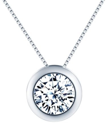 feilok Damen Kette Halskette 925 Silber Kette Damenkette mit Zirkonia Anhänger Halskette Damen für Valentinstag Muttertags