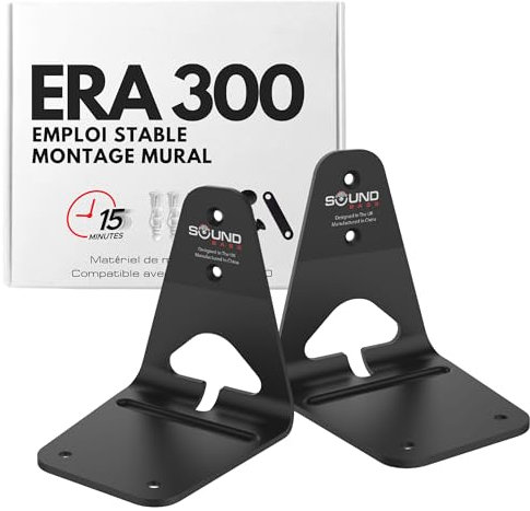 Sound bass ERA300 Wall Mount Bracket, Low Profile, Black, Twin Pack, Compatible with Sonos ERA 300 Speaker, Complete with All Fixing Hardware