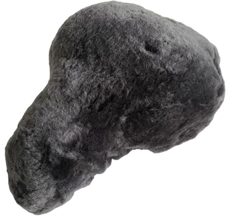 Naturasan Fahrradsattel Lammfell Bezug Fahrradsattelüberzug aus Merino Lammfell, Schaffell Fahrrad Warmer Winter Sitzbezug (Grau, 30 x 25 cm (Size L))