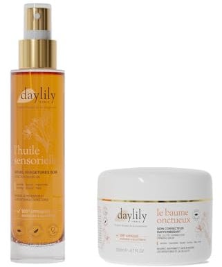 Daylily | Coffret Mama Self-Love | Huile Sensorielle Rituel Vergetures Soir 100mL + Baume Onctueux 200mL | Corrige et Nourrit | Special Soin Allaitement | Végan & Cruely Free | Fabriqué en France
