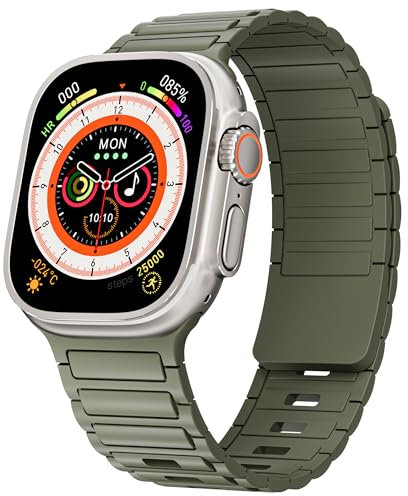 Magnetic Silicone Strap for Apple Watch Strap 40mm 41mm 42mm 44mm 45mm 46mm 49mm 38mm Soft Silicone Magnetic Link Sport Bands for iWatch Ultra 2 Ultra Series 10 9 8 7 SE 6 5 4 3 SE 2