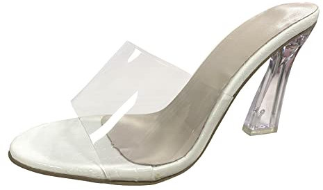 Sandalen Freizeitschuhe Atmungsaktive Chunky High Heels Sandalen mit dicken Sohlen (White-2, 37)