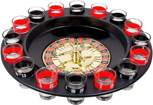 SPARKLERS CLUB Jeu Roulette 30 cm - Jeu pour apéro Roulette 16 Verres et 2 Billes - Idéal pour soirée Entre Amis Nouvel an, apéro & réveillon du 31 décembre