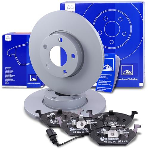 ATE Bremsenset Vorderachse inkl. Bremsscheiben vorne Ø 288 mm voll und Bremsbeläge vorne + Verschleißkontakt Kompatibel mit AUDI 100 C4 Avant (4A5) Stufenheck (4A2), A6 C4 (4A2), A6 C4 Avant (4A5)