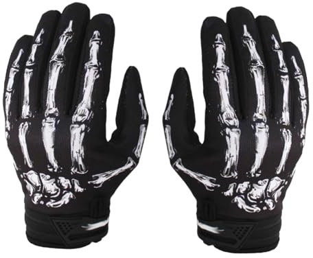 Ronyme Motorradhandschuhe mit Skelettmuster, Fahrradhandschuhe, rutschfest, atmungsaktiv, Reithandschuhe für ATV, Motocross, langlebig, Größe XL