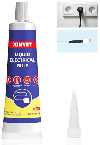 Xinyet Gomma liquida nera, gomma liquida, nastro isolante liquido, ad alta temperatura, per tutti i tipi di cavi e apparecchi elettrici, 50 ml