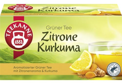 TEEKANNE Grüner Tee Zitrone‑Kurkuma 35g – spritzig-frischer Grüntee mit Zitronenaroma & milder Kurkuma‑Würze, Rainforest‑Alliance-zertifiziert, vegan, glutenfrei, laktosefrei, aromafrisch verpackt
