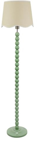 ValueLights | Sage Green Bobbin Stem Floor Lamp with White Trim Scallop Shade Living Room Hallway Light | Floor Lamps, Home Décor & Improvement Essential