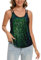 MINTLIMIT Tank Tops für Damen Glitzer Pailletten Tunika Ärmellos Spaghettiträger Bluse Läsiges Oberteil (Grün S)