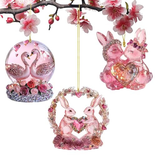 IHLOOTD 3 PCS Conejo Decorativo Pascua, Colgantes de Conejito de Pascua, Adornos Colgantes de Pascua, Decoración de Conejito de Pascua para Decoración de Fiestas y Regalos de Pascua (B)