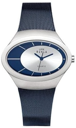 UMR RUHLA - edle Damen Armbanduhr - stilvolle Eleganz und höchste Präzision - Quarz Uhrwerk – Ziffernblatt in Silber und Blau - Milanaise-Edelstahlarmband - Made in Germany