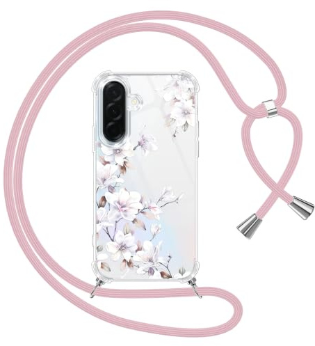 Yoedge Handyband Handyhülle für Samsung Galaxy A36 5G 6,64 Hülle mit Band, Durchsichtig Aesthetic Muster Blumen Case mit Kordel zum Umhängen, Weiche Silikon TPU +PC Stoßfest Cover für Samsung A36, 05