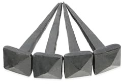 Chiodi tradizionali forgiati a mano, confezione da 4 chiodi in ferro nero con testa quadrata rustica antica (75 mm x 20 mm) – borchie decorative per porte e mobili