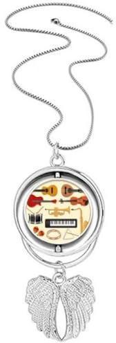 Halskette mit Anhänger für E-Piano, Posaune, Gitarre, Engelsflügel, drehbar, Schmuck
