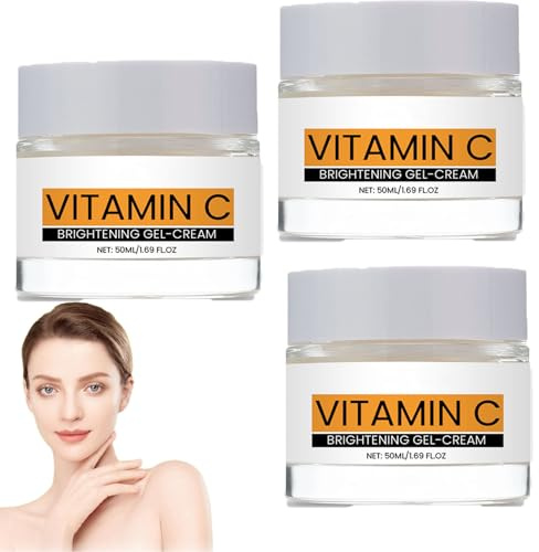 Vitamin C Facial Cream, Gentle Nourishing, Brightening and Moisturizing, Smooth Fine Lines and Wrinkle, Improve Dry Skin, Strengthen the Barrier, Double Soothing, For All Skin Types (3pcs)