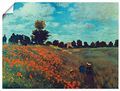 ARTLAND Wanddeko Poster & Kunstdrucke Wandposter Dame Regenschirm Pflanzen Bäume Blumen Blumenwiese Die Mohnblumen 1873 Impressionismus Claude Monet T1TI