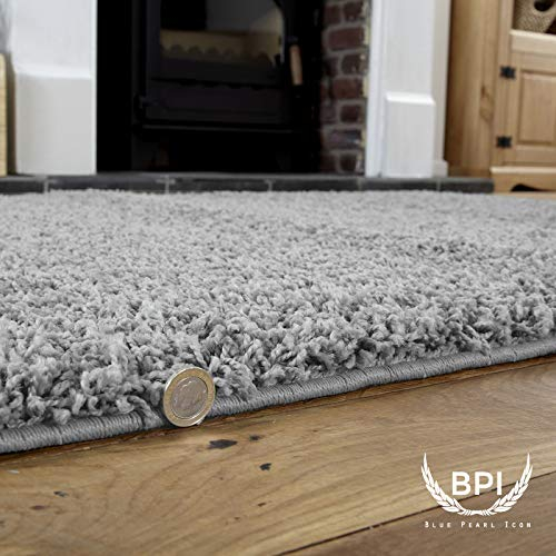 BPIL Unique Modern Large Small Non-Shedding Shaggy Rugs Soft Thick Pile Rectangle Silver Color Rug (80x150cm)