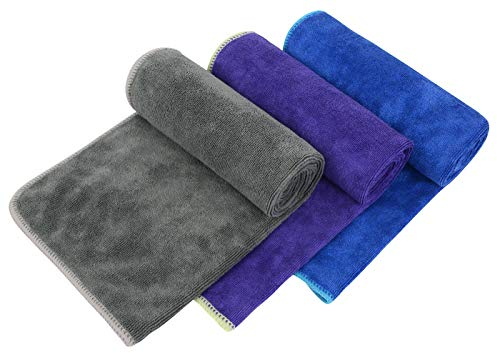 VIVOTE Mikrofaser Handtücher Sporthandtuch Super Absorbant Schnelltrocknend Fitness Handtuch, Perfekte Gym Handtuch, Strandhandtuch und Reisehandtuch 35cm x 75cm 3 Stück (Grau + Blau + Lila)