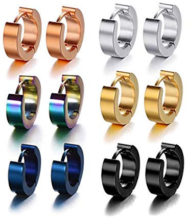Xhuan Paar 316L Edelstahl Creolen für Männer Frauen Huggie Ohrpiercings Set -