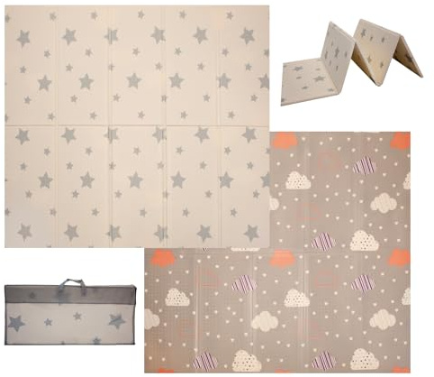 VeloVendo® Faltbare XPE Baby XXL Spielmatte - Schadstoffreie Krabbeldecke (XPE Stars & Clouds)