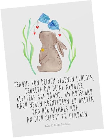 Mr. & Mrs. Panda Postkarte Hase Blume - Ostergeschenke, Osterdeko, Geschenk, Schwangerschaft, Einladungskarte, Geburtstag, Ostergeschenke, Osterdeko,