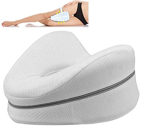 Cozy BoSpin knee pillow Leg | Memory Foam Wedge Pillow | Leg Pillows for Sleeping,Leg Pain, Knees Pain, Joints Pain & Pregnancy Bed Leg Cushion for Side Sleepers (White)