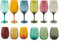 Pagano home 6 Bicchieri Acqua +6 Calici in Vetro per vino colorati assortiti multicolore modello 6061 (rosso trasparente lilla verde arancio celeste)