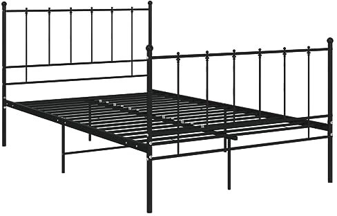 vidaXL Bett Metallbett Schlafzimmerbett Bettgestell Bettrahmen mit Lattenrost Schlafzimmermöbel Doppelbett Schlafzimmer Schwarz Metall 120x200cm