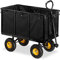 Relaxdays Gartenwagen, großer Bollerwagen mit klappabren Seitenteilen, herausnehmbare Plane mit Griffen, 500 kg, schwarz