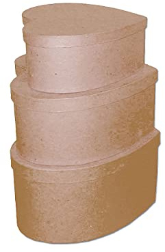 INNSPIRO Set mit 3 Pappmaché-Boxen, Herzen, 15, 20 und 25 cm, zum Basteln, für kreative Aktivitäten und Geschenke, zum Personalisieren und Dekorieren.