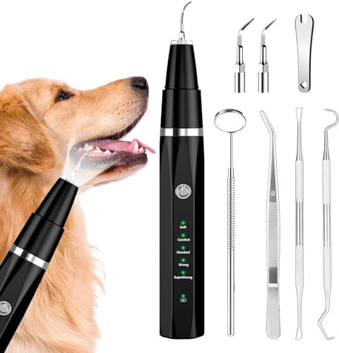 Ni-SHEN Dents Détachant Plaque Dents Nettoyeur Ultrasonique Pet Kit de Nettoyage Dents Tartare et Taches Convient pour Chien Chat (Noir)