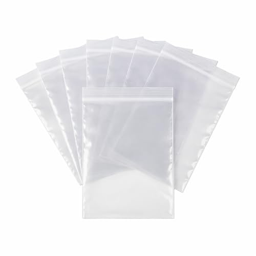 200 Zip Seal Bags Clear Plastic Zip Lock Food Storage, Small Plastic Pouches with Zips, Self Seal, Resealable Packaging for Freezer, Jewellery, Medicine, Office, Mailing and Craft Use 6 x 9 Inch