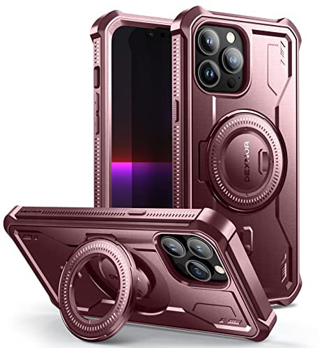 Dexnor for iPhone 13 Pro Max Case Compatible for MagSafe[Built in Screen Protector and Kickstand]，Heavy Duty Military Grade Protection Shockproof Protective Cover for iPhone 13 Pro Max - Red