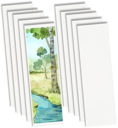 perfect ideaz - Aquarell-Lesezeichen - 60 Blatt, 20 x 5,5 cm, 290 g/m² - Premium Papier Naturweiß (blanko) - Watercolor Paper säurefrei, FSC® zertifiziert