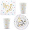 Libetui Set 44 Teile Partygeschirr Junge oder Mädchen - Gender Reveal Geschirr mit Gold Inschrif Boy or Girl? Papier Dekoration Baby-Shower-Party Junge Mädchen