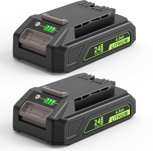 LabTEC 2 Packungen GW2430 Akku 24 V 2000 mAh Ersatz für Greenworks 24 V (nicht für 48 V) Akku 29842 29852 29322 29862 2938202 26111700 CAM803 schnurloses Elektrowerkzeug mit Kontrollleuchte