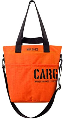 CARGO by OWEE Handgefertigte Handtasche mit 2 Seitentaschen Damen Herren Umhängetasche Tote Bag Tasche Crossbody Shopper Groß Schultertasche Beuteltasche aus Cordura Orange 24 l